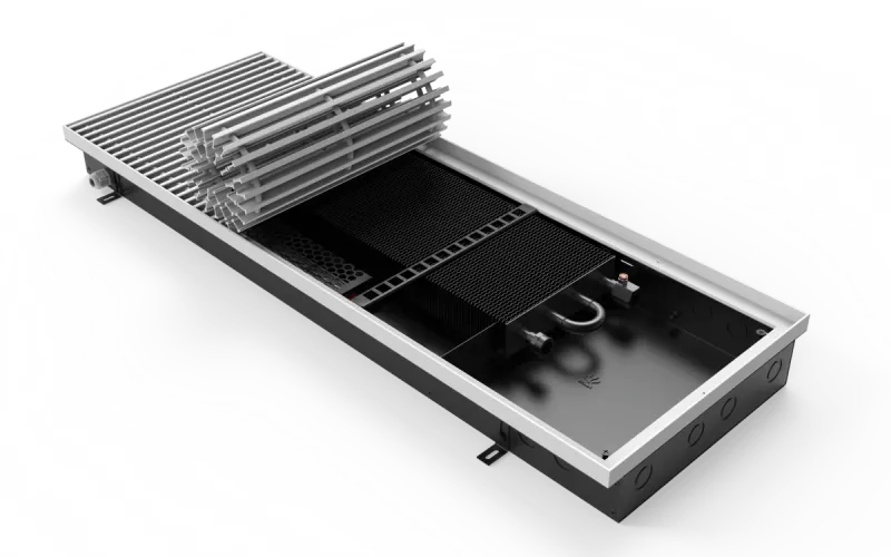 Конвектор Vitron c принудительной конвекцией c вентилятором 24В (глубина 90 мм, ширина 360 мм, длина 700 мм) c декоративной L-рамкой и решеткой