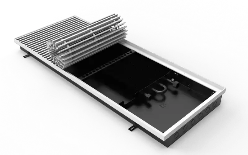Конвектор Vitron с естественной конвекцией без вентилятора (глубина 75 мм, ширина 400 мм, длина 600 мм) c декоративной L-рамкой и решеткой