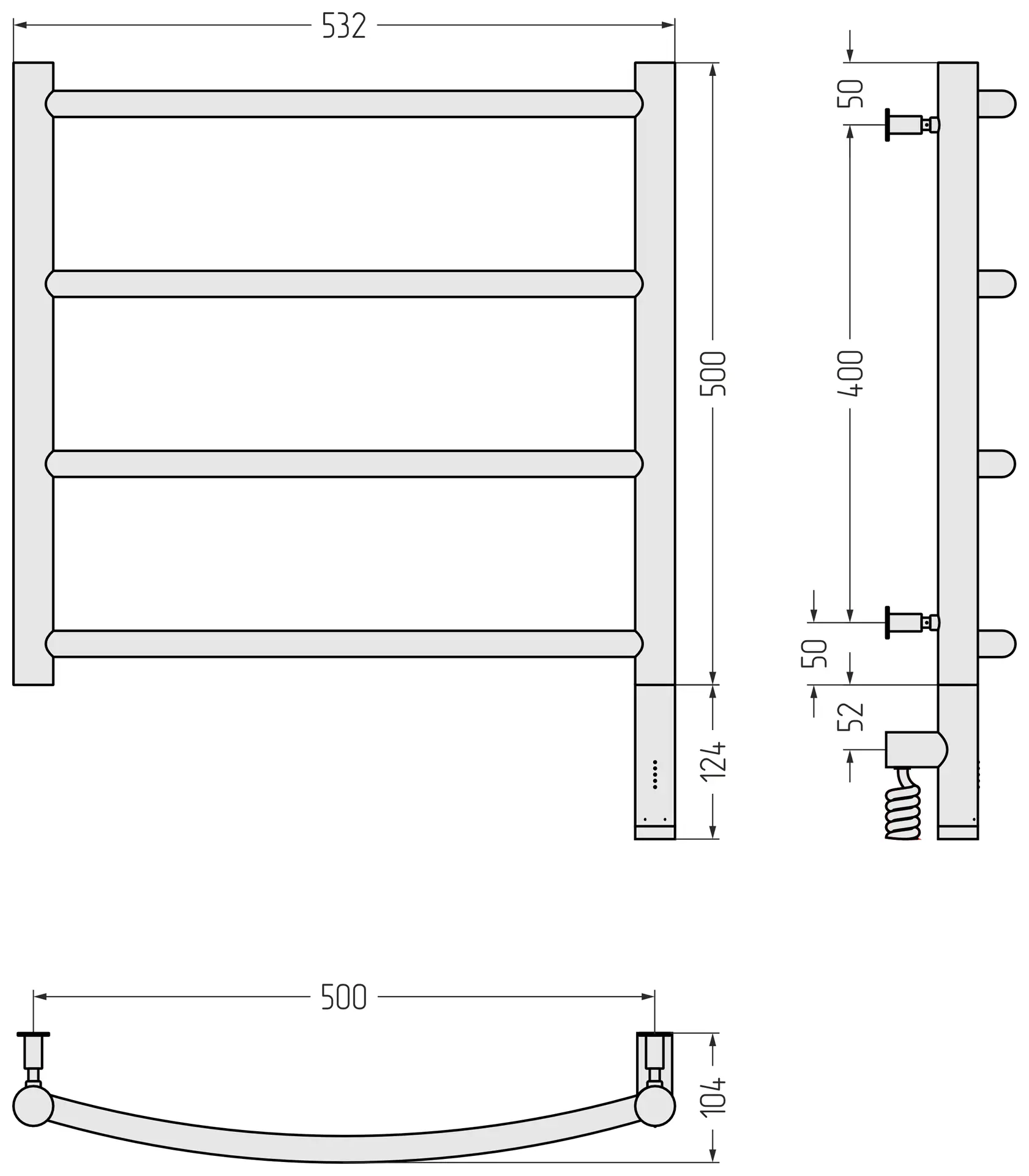 РЭБ Сунержа ГАЛАНТ 3.0 500х500 МЭМ правый (Матовый белый)