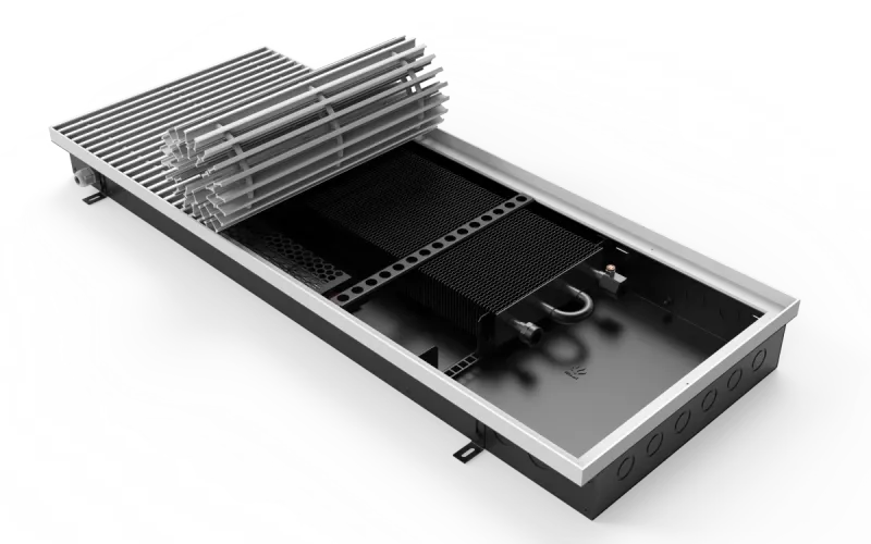 Конвектор Vitron c принудительной конвекцией c вентилятором 24В (глубина 90 мм, ширина 400 мм, длина 700 мм) c декоративной L-рамкой и решеткой