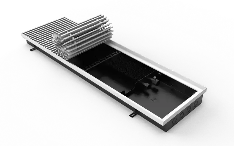 Конвектор Vitron с естественной конвекцией без вентилятора (глубина 75 мм, ширина 300 мм, длина 600 мм) c декоративной L-рамкой и решеткой