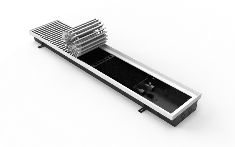 Конвектор Vitron с естественной конвекцией без вентилятора (глубина 75 мм, ширина 200 мм, длина 600 мм) c декоративной L-рамкой и решеткой