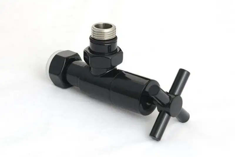 Вентиль угловой (крест) G 1/2" НР х G 3/4" НГ (RAL 9011 Графитовый чёрный)