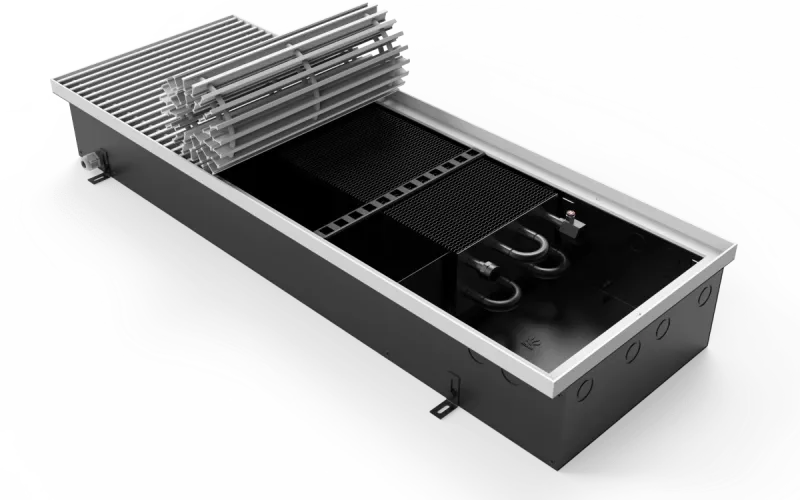 Конвектор Vitron c принудительной конвекцией c вентилятором 24В (глубина 140 мм, ширина 360 мм, длина 700 мм) c декоративной L-рамкой и решеткой