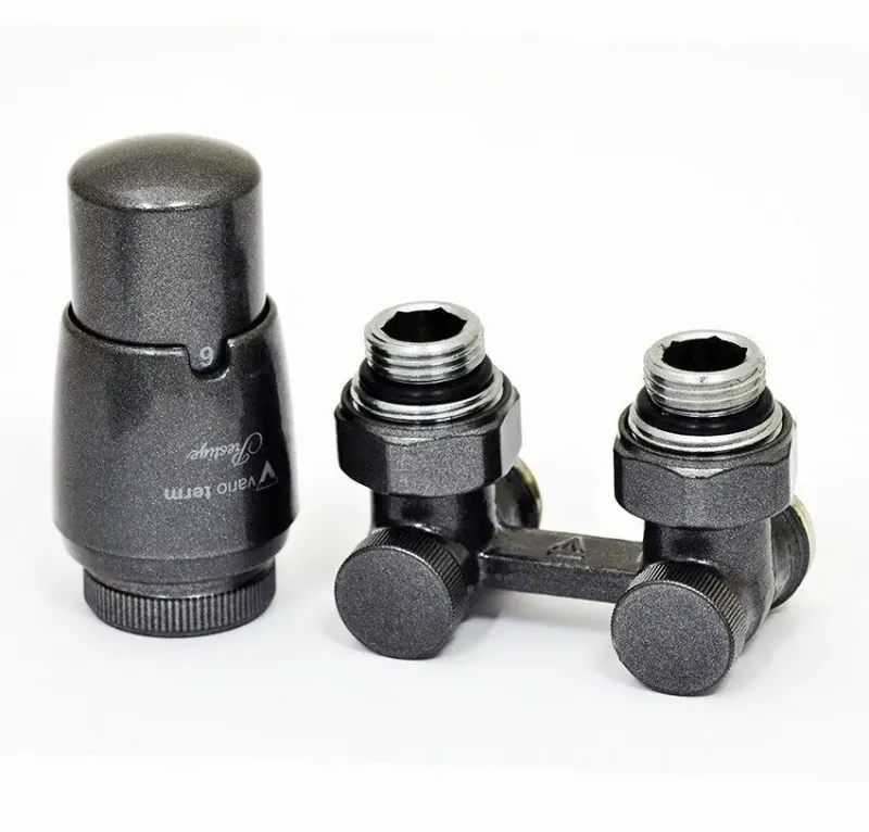 Комплект угловой VARIO TERM Premium Eleganckie с термоголовкой Prestige 3/4 Евроконус (металлический графит)