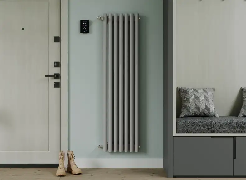 Трубчатый радиатор с круглой трубой 42 мм GUARDO TORRE 4D высотой 1500 мм, 100 мм шириной, 2 секции, нижнее в крайних секциях подключение, 4D-1500-02 BK-GOR R7040(G) серый глянец