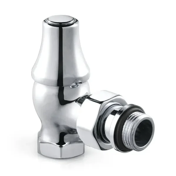 Запорный клапан SR Rubinetterie угловой для радиатора, серия "ретро", 1/2, цвет хром