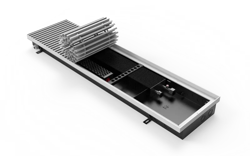 Конвектор Vitron c принудительной конвекцией c вентилятором 24В (глубина 75 мм, ширина 260 мм, длина 700 мм) c декоративной L-рамкой и решеткой