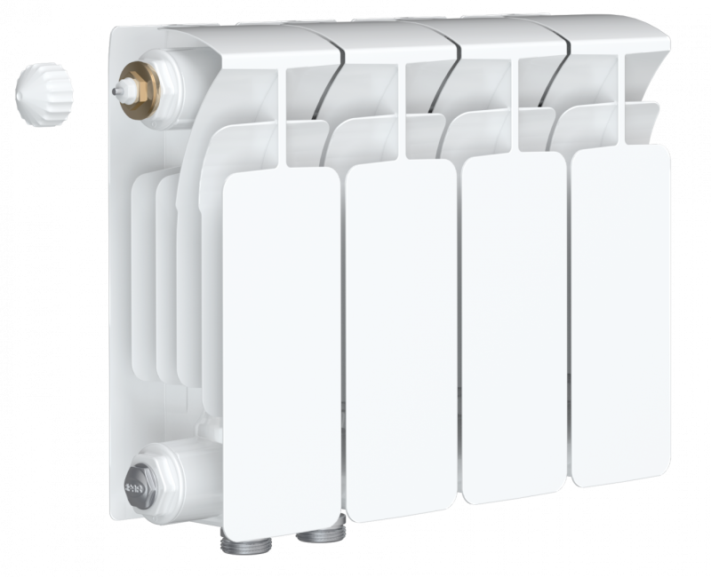 Биметаллический радиатор RIFAR BASE VENTIL B200-4 сек. подключение нижнее левое (нпл), цвет:  белый (глянцевый)