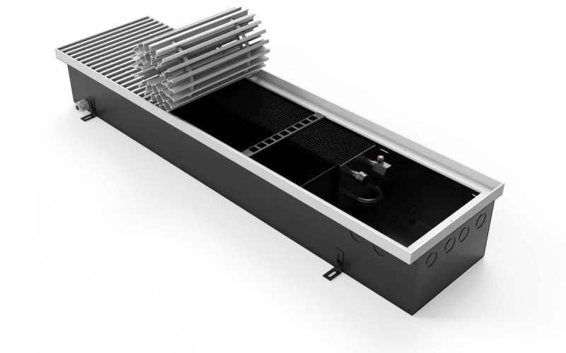 Конвектор Vitron c принудительной конвекцией c вентилятором 24В (глубина 140 мм, ширина 260 мм, длина 700 мм) c декоративной L-рамкой и решеткой