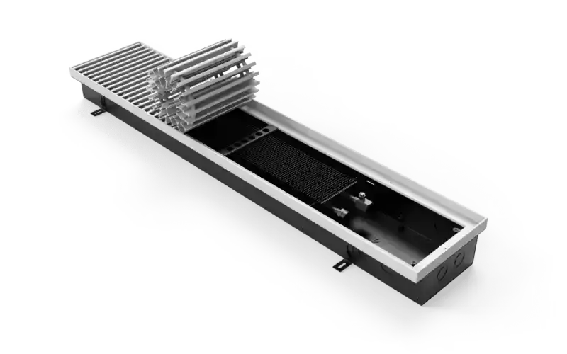 Конвектор Vitron с естественной конвекцией без вентилятора (глубина 90 мм, ширина 200 мм, длина 600 мм) c декоративной L-рамкой и решеткой