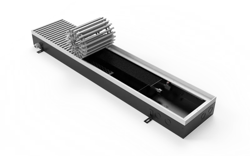 Конвектор Vitron c принудительной конвекцией c вентилятором 24В (глубина 90 мм, ширина 200 мм, длина 700 мм) c декоративной L-рамкой и решеткой